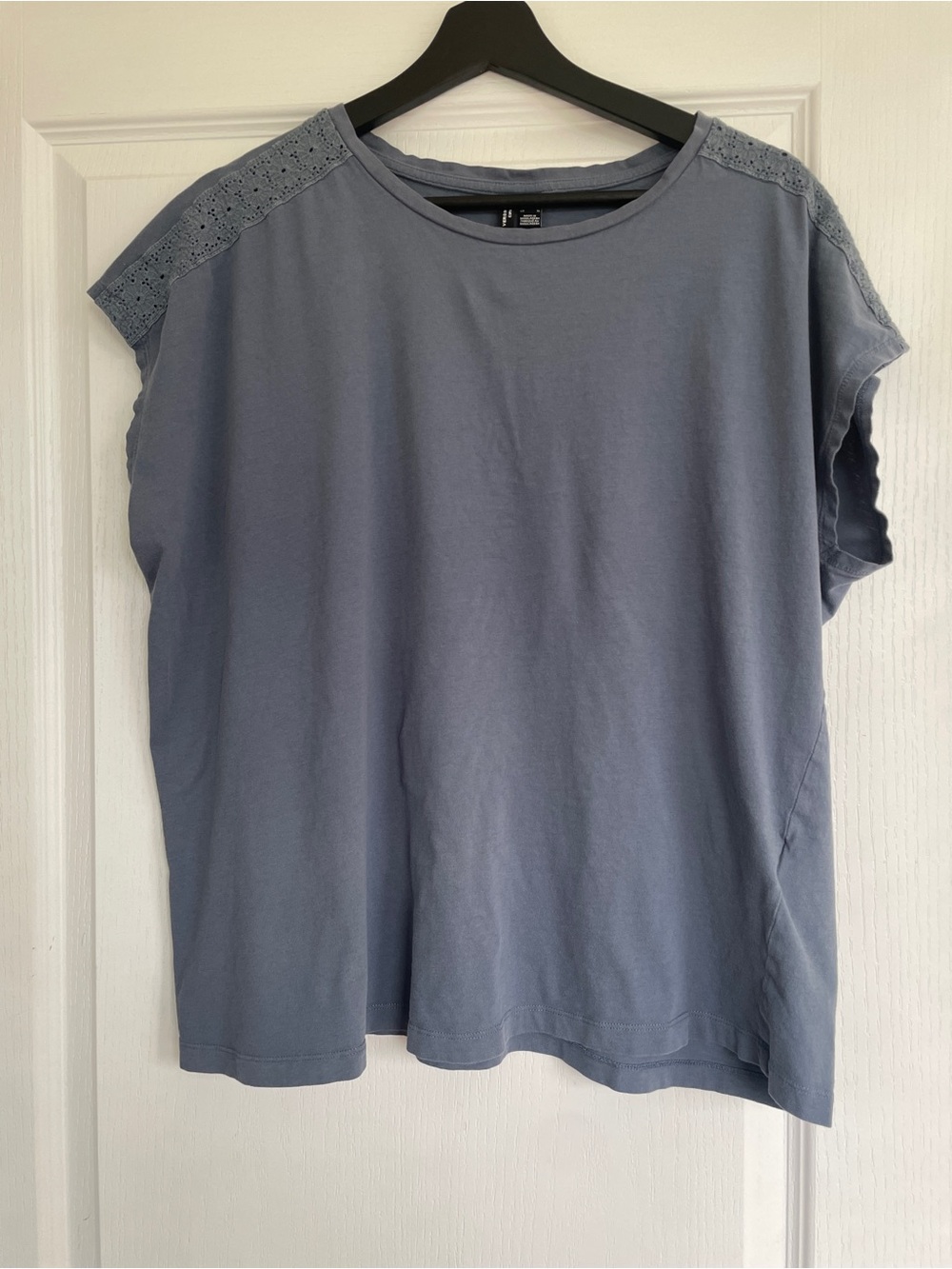 Vero Moda Dusty Blue Eyelet Shoulder Tee